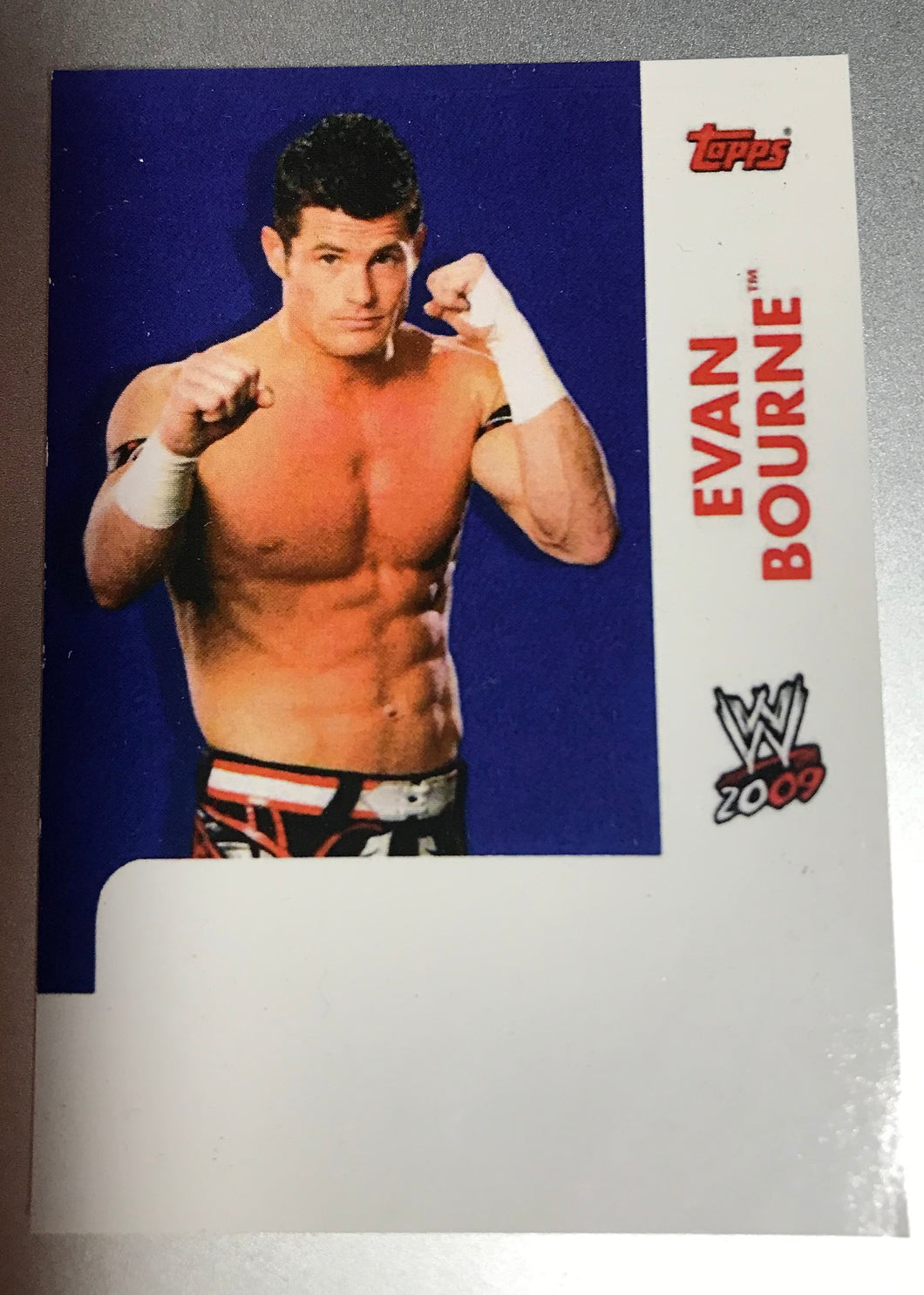 EVAN BOURNE PERSONALIZED AUTOGRAPH ON WWE BASEBALL CARD